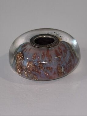 TROLLBEADS graceful sky glass bead sterling silver core clear lilac gold charm